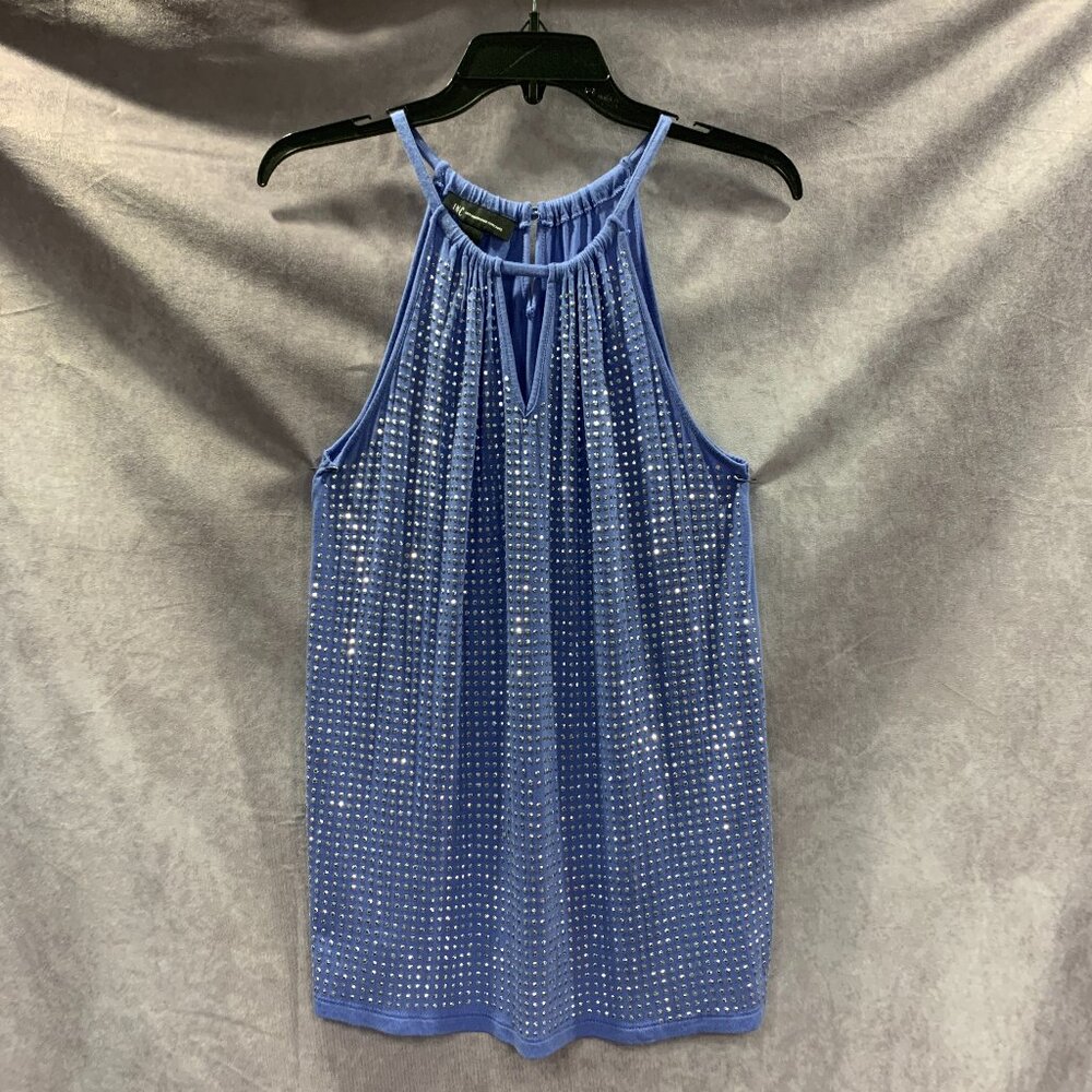 INC Stretchy Embellished Sleeveless Keyhole Halter Top